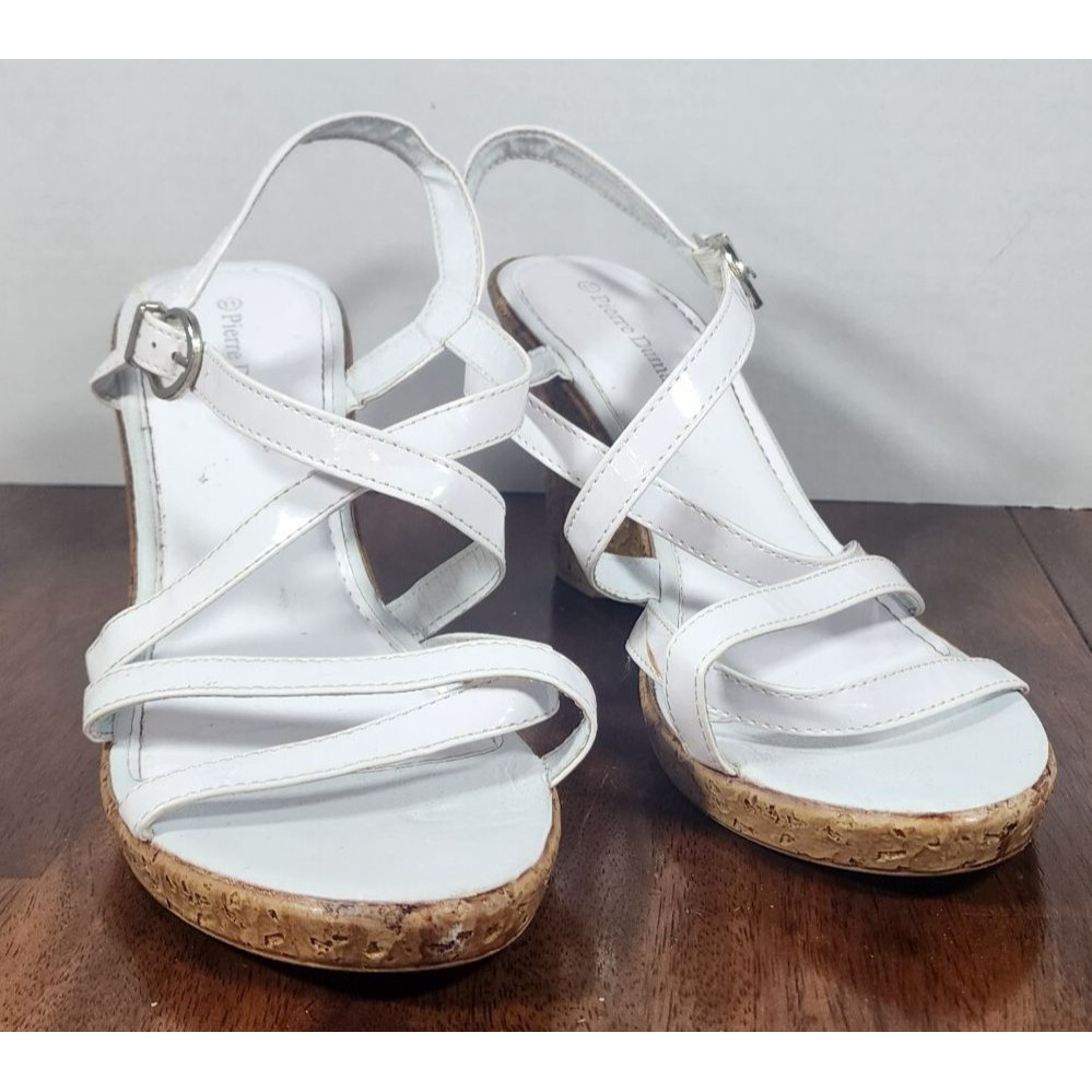 Pierre Dumas Wedge Sandals White Women's Size 11